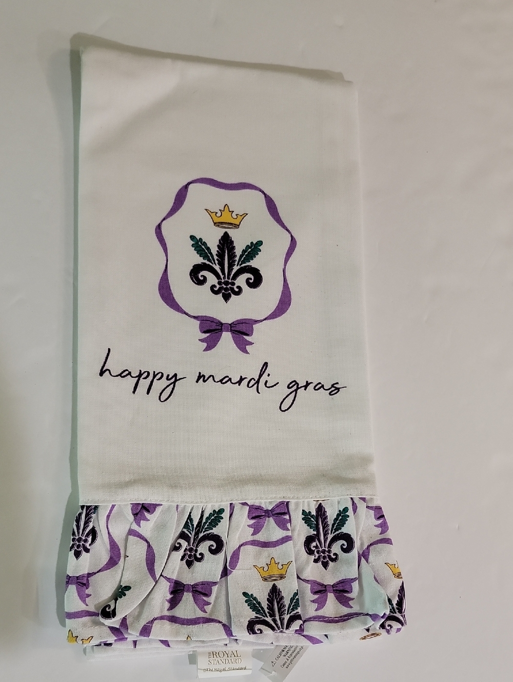 The Royal Standard Mardi Gras Crest Ruffle Hand Towel